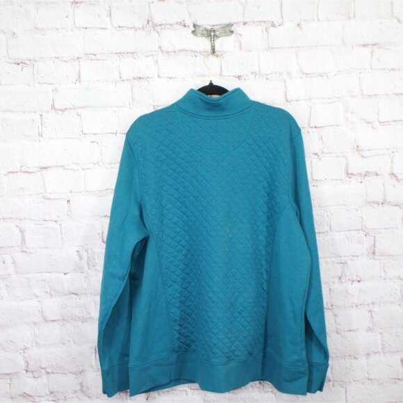 LL Bean Quilted Full Zip Sweatshirt Deep Turquoise 3X Plus - Picture 6 of 12